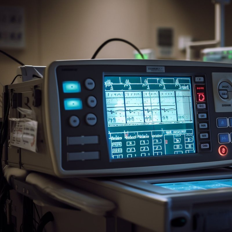 ECG monitor displaying cardiac waveform readings